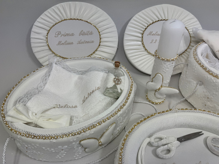 Set trusou botez cu lumanare + Set prima baita + tavita taierea motului Glamour [4]