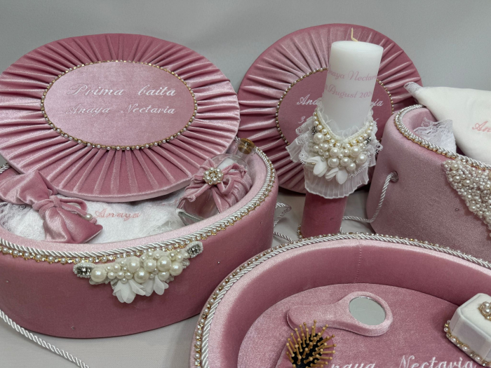 Set trusou botez cu lumanare + Set prima baita + tavita taierea motului Glamour [4]