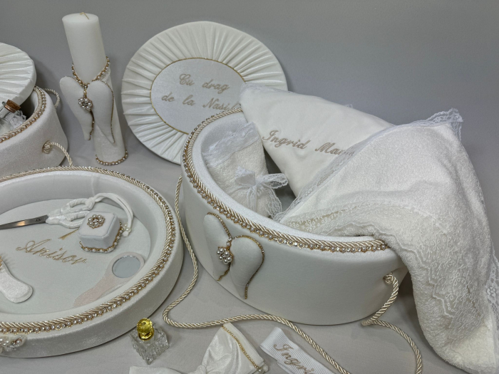Set trusou botez cu lumanare + Set prima baita + tavita taierea motului Glamour [7]