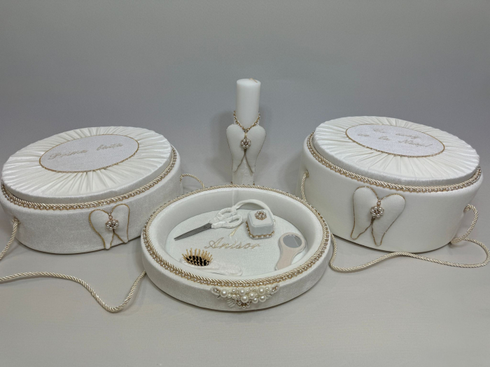 Set trusou botez cu lumanare + Set prima baita + tavita taierea motului Glamour [9]