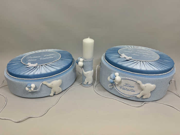 Set trusou botez la cufar din catifea  si lumanare+ Set prima baita Luxury [7]