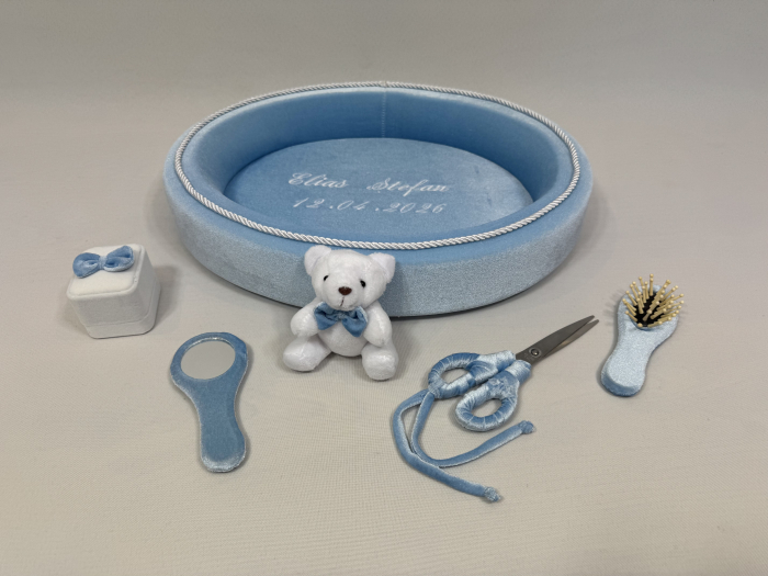 Tavita mot din catifea culoare blue model cu ursulet [3]