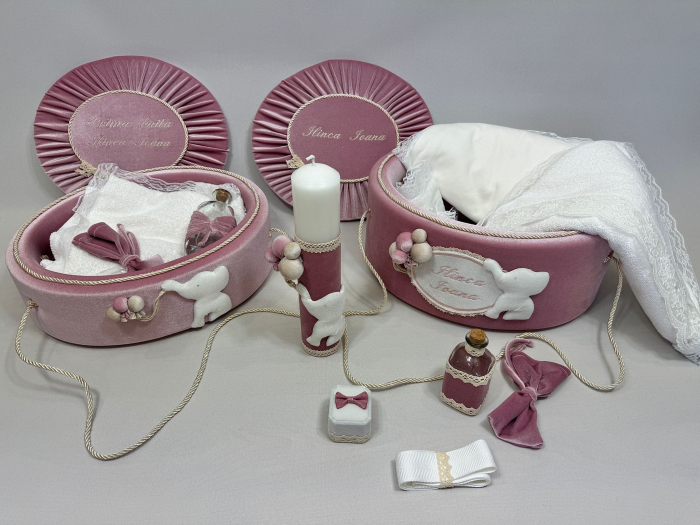 Trusou botez  cu lumanare+Set Prima Baita   Luxury [2]