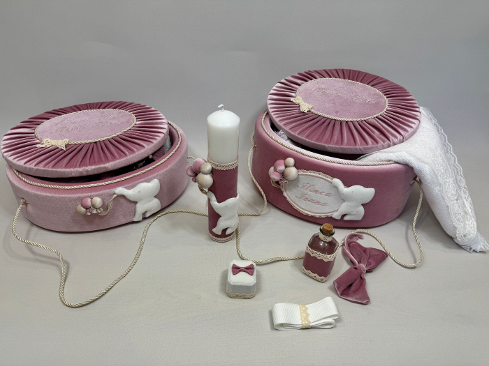Trusou botez  cu lumanare+Set Prima Baita   Luxury [5]