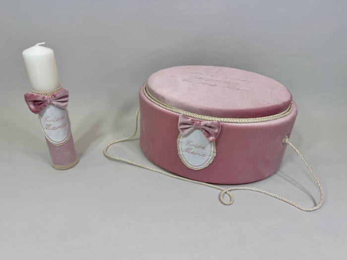 Trusou botez la cufar din catifea  si lumanare Basic [4]