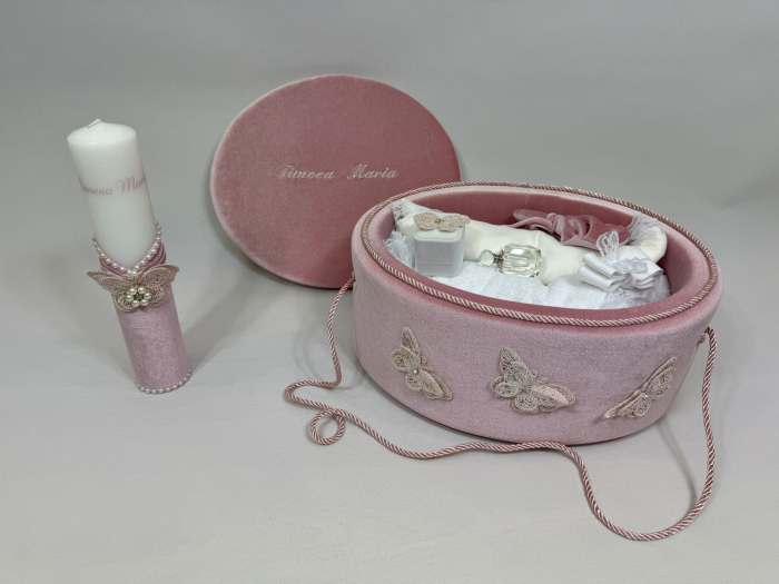 Trusou botez la cufar din catifea si lumanare Clasic [4]
