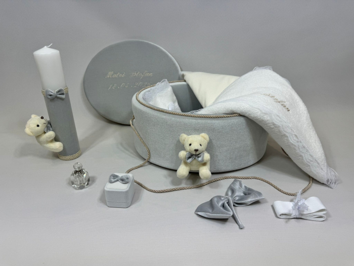 Trusou botez la cufar din catifea si lumanare Clasic [2]