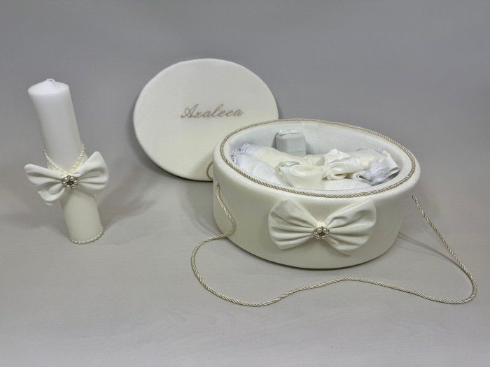 Trusou botez la cufar din catifea si lumanare Clasic [5]