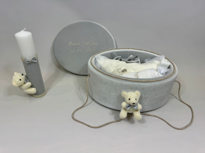 Trusou botez la cufar din catifea si lumanare Clasic [4]