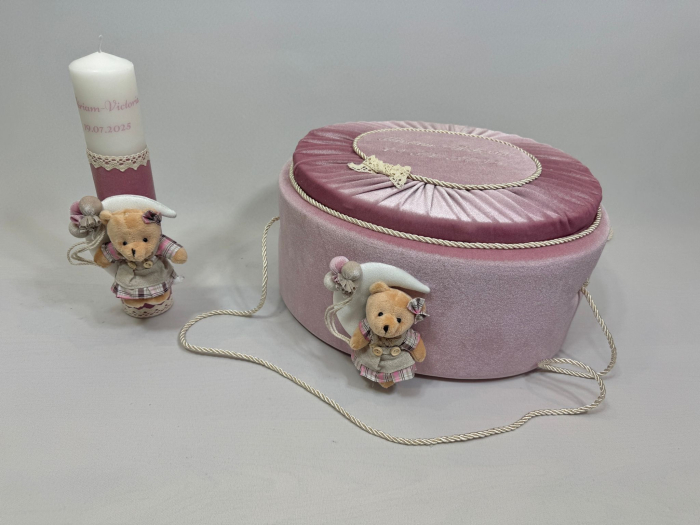 Trusou botez la cufar din catifea si lumanare Clasic [6]