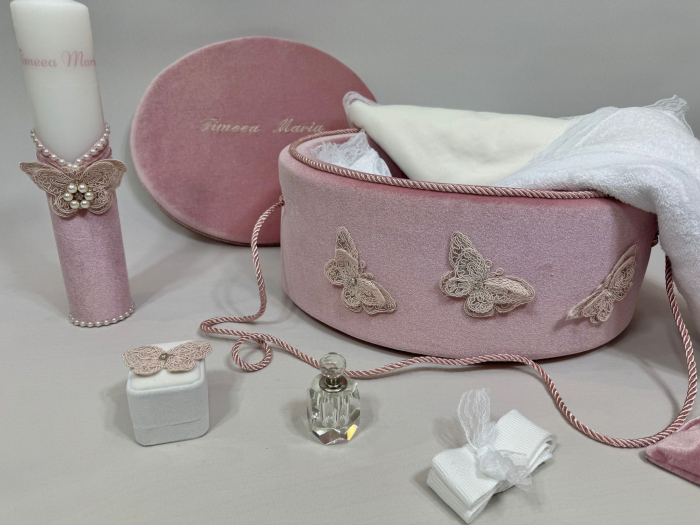 Trusou botez la cufar din catifea si lumanare Clasic [2]