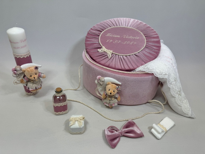 Trusou botez la cufar din catifea si lumanare Clasic [5]