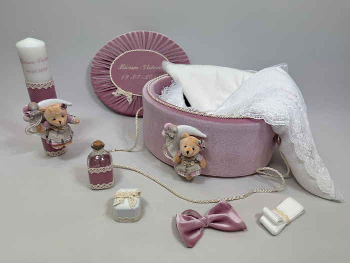 Trusou botez la cufar din catifea si lumanare Clasic [2]