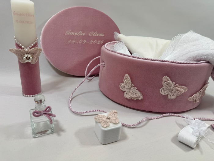 Trusou botez la cufar din catifea si lumanare Clasic [3]