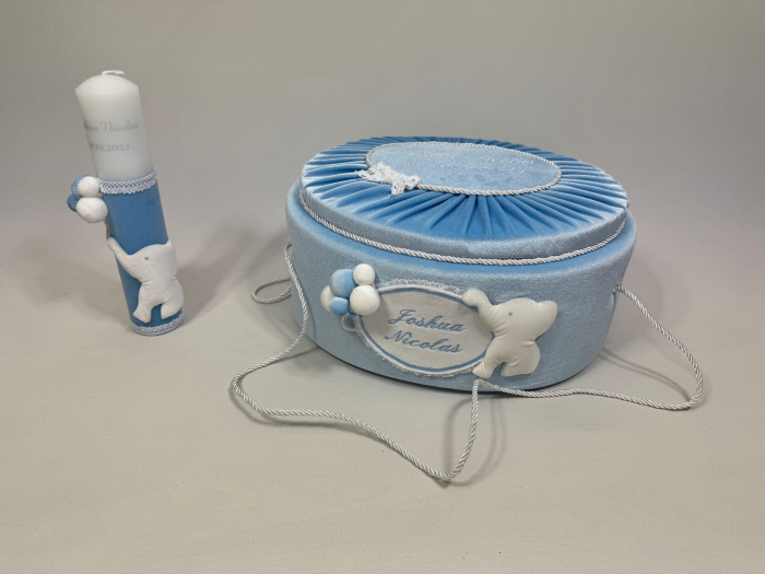 Trusou botez la cufar din catifea si lumanare Luxury [6]