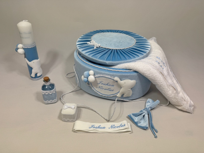 Trusou botez la cufar din catifea si lumanare Luxury [4]