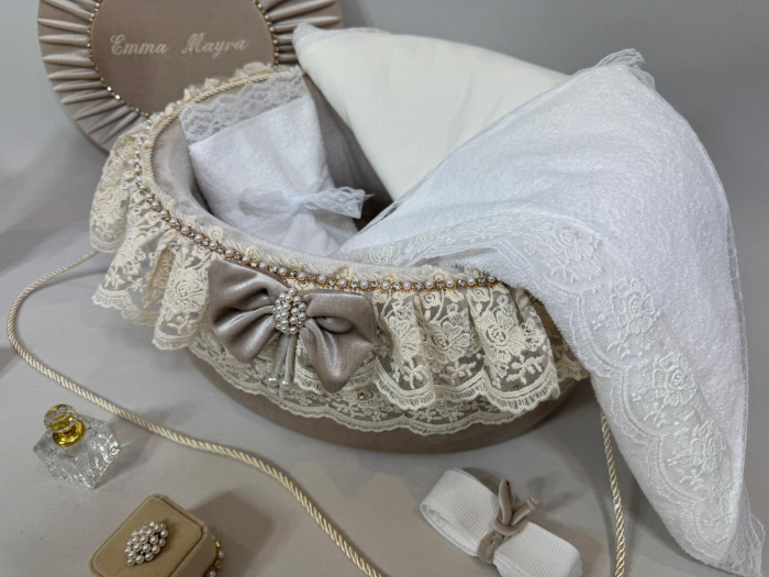 Trusou botez la cufar din catifea si lumanare Glamour [5]