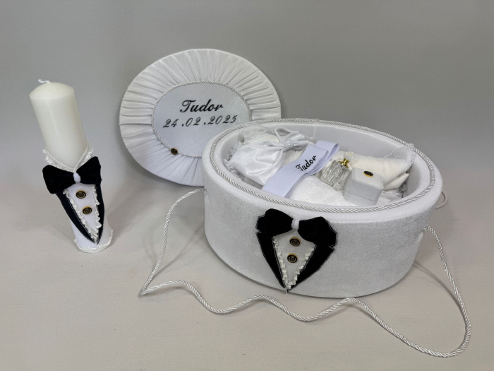 Trusou botez la cufar din catifea si lumanare Deluxe [5]