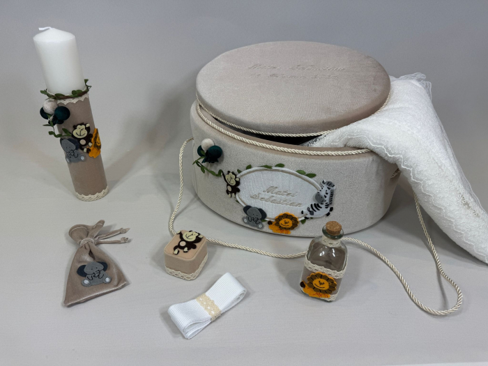 Trusou botez la cufar din catifea si lumanare Luxury [4]