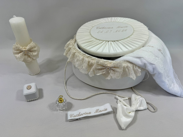 Trusou botez la cufar din catifea si lumanare Elegance [5]