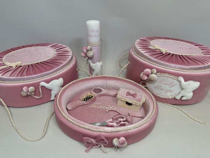 Set trusou botez cu lumanare + Set prima baita + tavita taierea motului Luxury [8]
