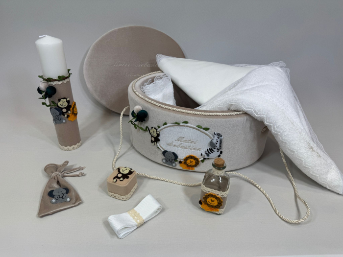 Trusou botez la cufar din catifea si lumanare Luxury [2]