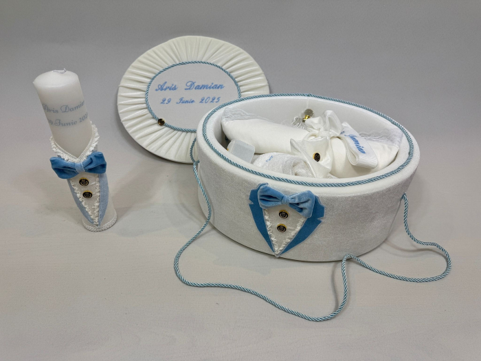 Trusou botez la cufar din catifea si lumanare Deluxe [4]