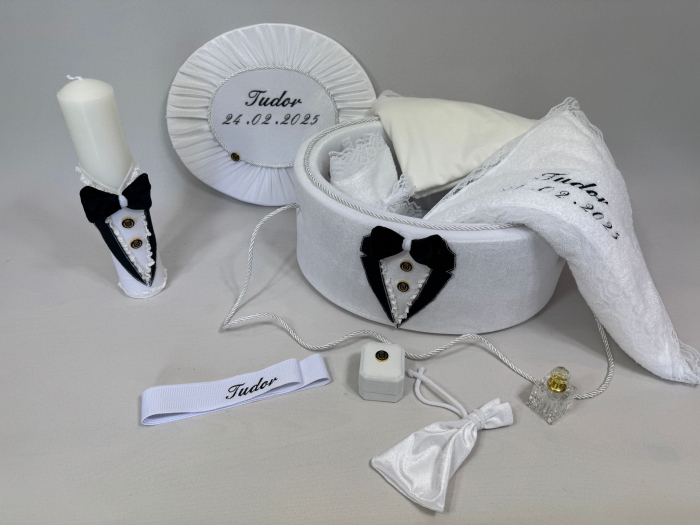 Trusou botez la cufar din catifea si lumanare Deluxe [2]