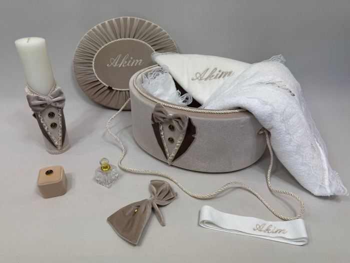Trusou botez la cufar din catifea si lumanare Deluxe [2]