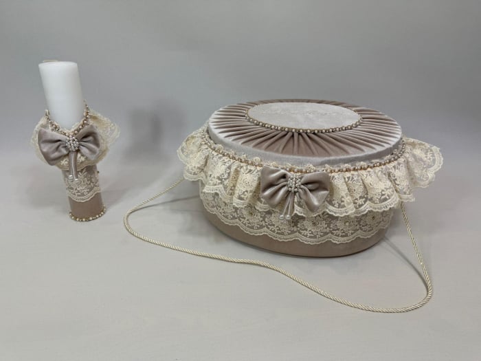 Trusou botez la cufar din catifea si lumanare Glamour [9]