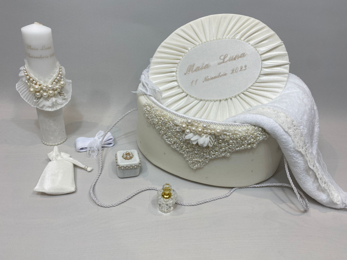 Trusou botez la cufar din catifea si lumanare Glamour [4]