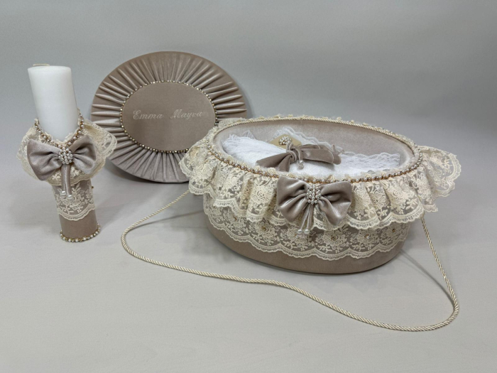 Trusou botez la cufar din catifea si lumanare Glamour [8]