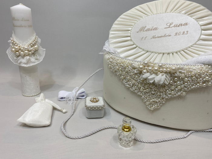 Trusou botez la cufar din catifea si lumanare Glamour [5]