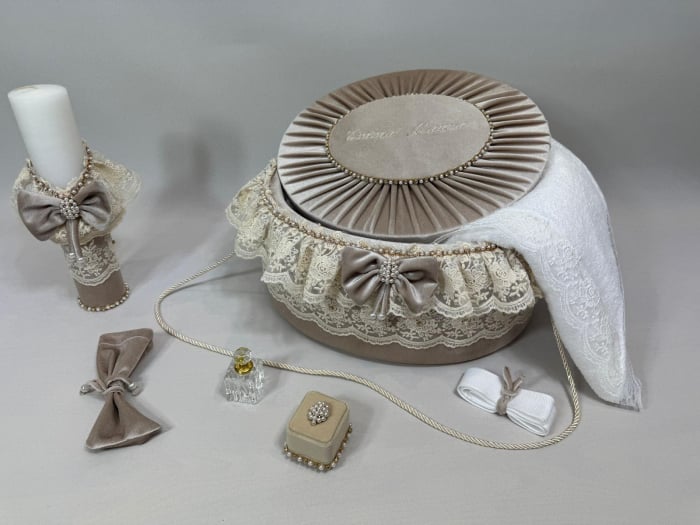 Trusou botez la cufar din catifea si lumanare Glamour [6]