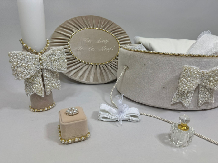 Trusou botez la cufar din catifea si lumanare Glamour [2]