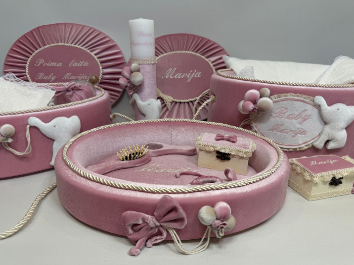 Set trusou botez cu lumanare + Set prima baita + tavita taierea motului Luxury [5]