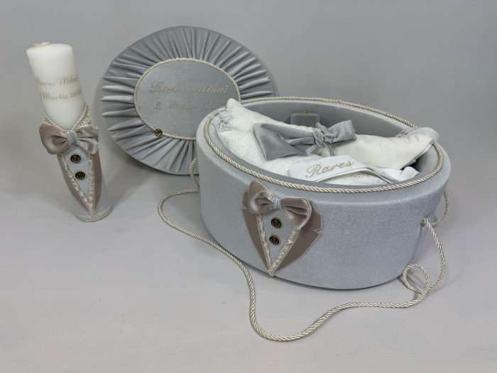 Trusou botez la cufar din catifea si lumanare Deluxe [4]
