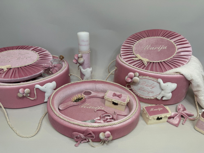 Set trusou botez cu lumanare + Set prima baita + tavita taierea motului Luxury [6]
