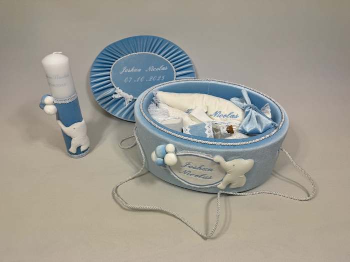 Trusou botez la cufar din catifea si lumanare Luxury [5]