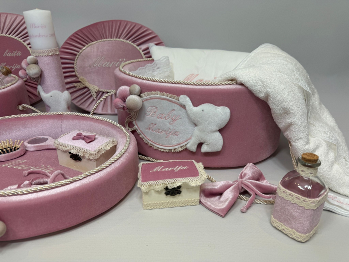 Set trusou botez cu lumanare + Set prima baita + tavita taierea motului Luxury [7]