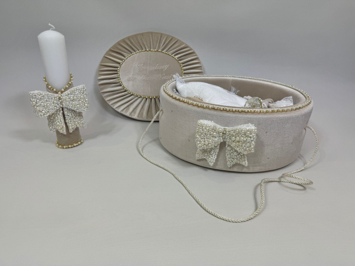 Trusou botez la cufar din catifea si lumanare Glamour [6]