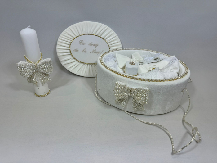 Trusou botez la cufar din catifea si lumanare Glamour [5]