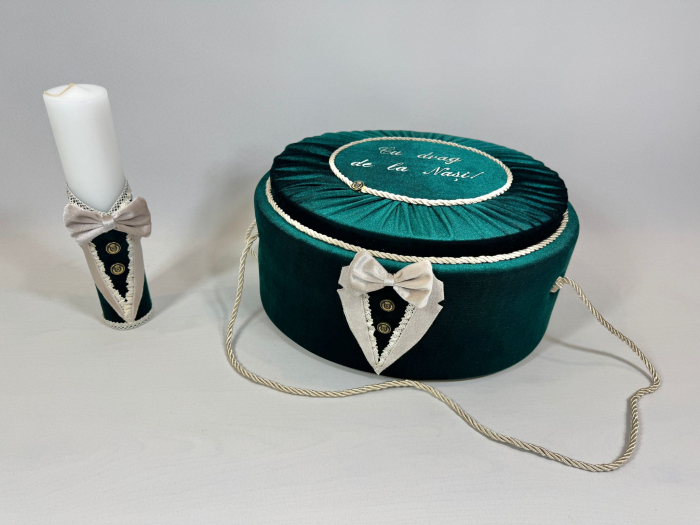 Trusou botez la cufar din catifea si lumanare Deluxe [5]