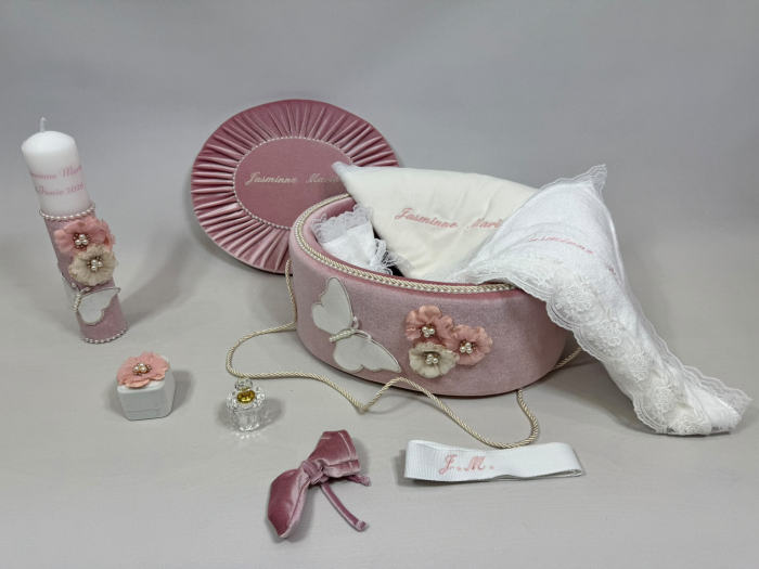 Trusou botez la cufar din catifea si lumanare Elegance [3]