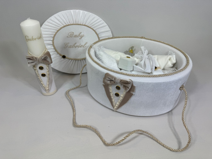 Trusou botez la cufar din catifea si lumanare Deluxe [3]