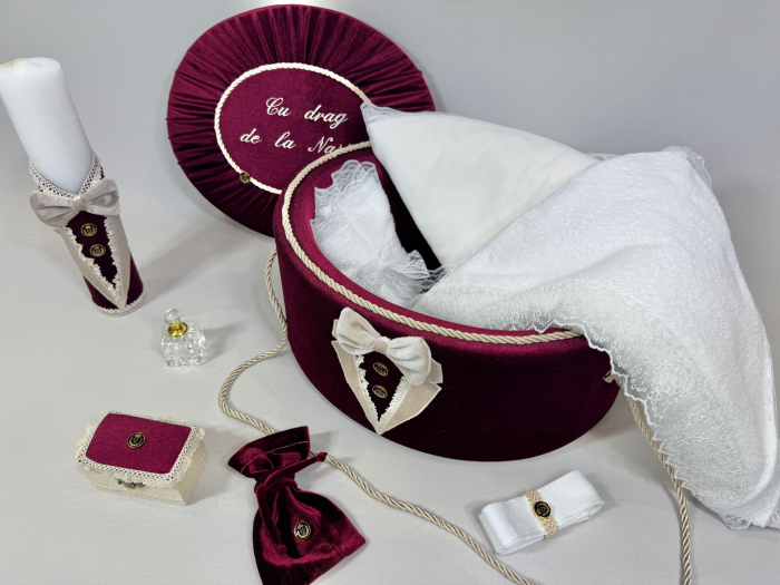Trusou botez la cufar din catifea si lumanare Deluxe [3]