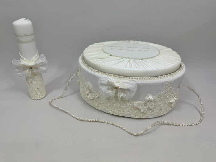 Trusou botez la cufar din catifea si lumanare Elegance [7]