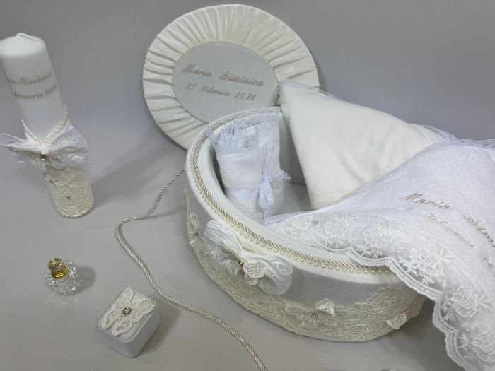 Trusou botez la cufar din catifea si lumanare Elegance [4]