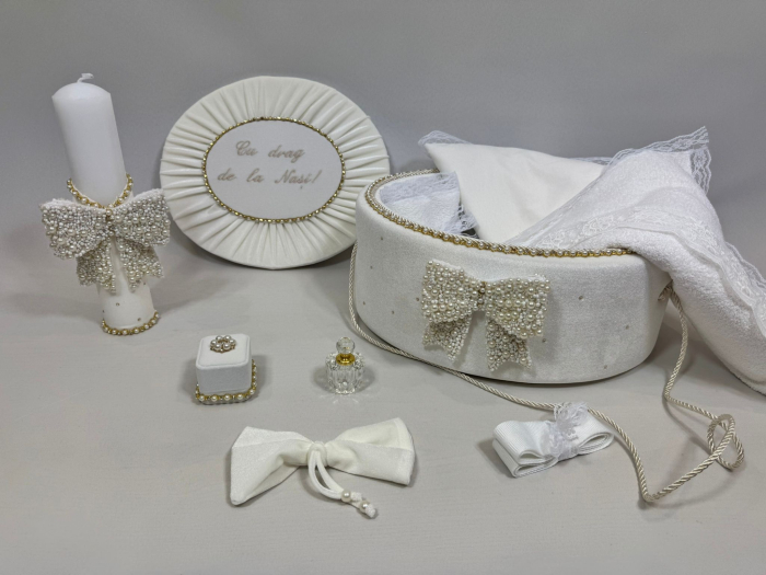 Trusou botez la cufar din catifea si lumanare Glamour [2]