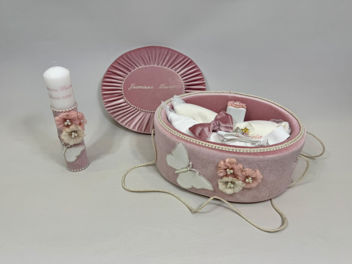 Trusou botez la cufar din catifea si lumanare Elegance [4]